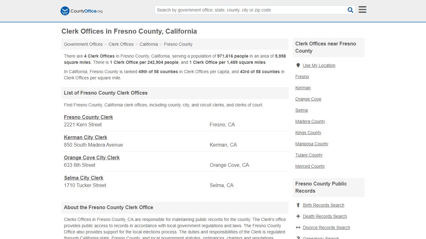 Clerk Offices - Fresno County, CA (County & Court Records)